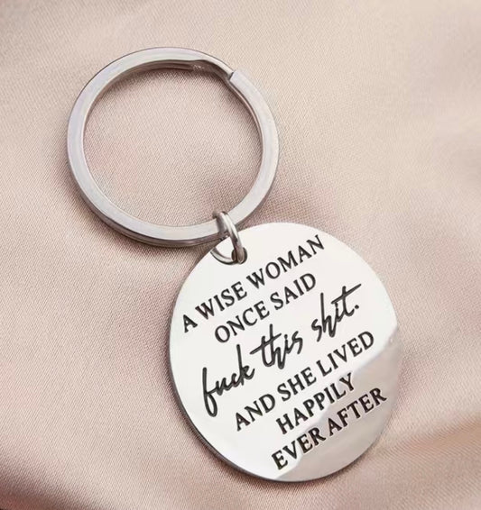 A Wise Woman Silver Keychain